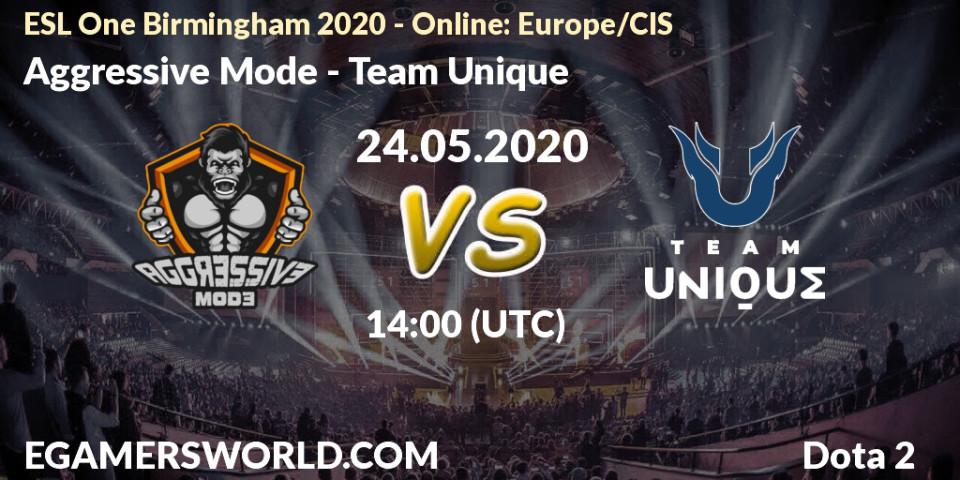 Aggressive Mode vs Team Unique: Betting TIp, Match Prediction. 24.05.20. Dota 2, ESL One Birmingham 2020 - Online: Europe/CIS