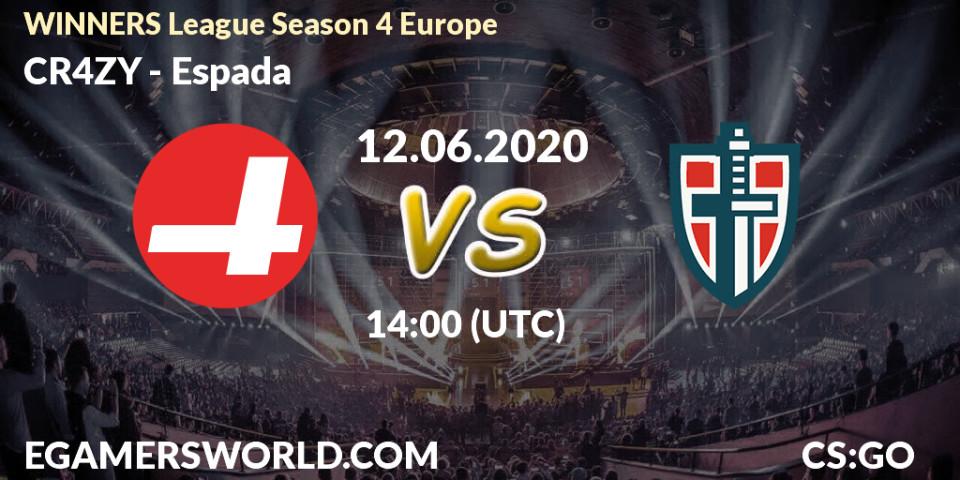 CR4ZY vs Espada: Betting TIp, Match Prediction. 12.06.20. CS2 (CS:GO), WINNERS League Season 4 Europe