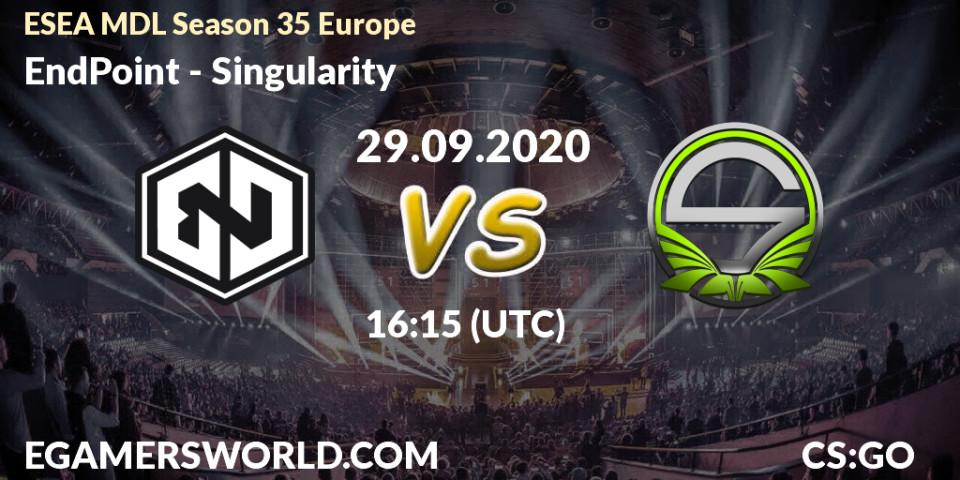 EndPoint vs Singularity: Betting TIp, Match Prediction. 29.09.20. CS2 (CS:GO), ESEA MDL Season 35 Europe
