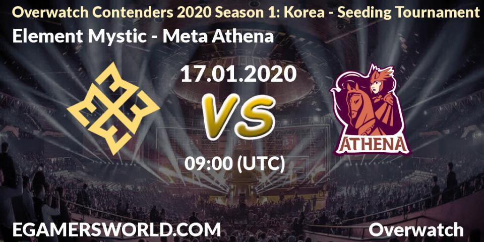 Element Mystic vs Meta Athena: Betting TIp, Match Prediction. 17.01.20. Overwatch, Overwatch Contenders 2020 Season 1: Korea - Seeding Tournament