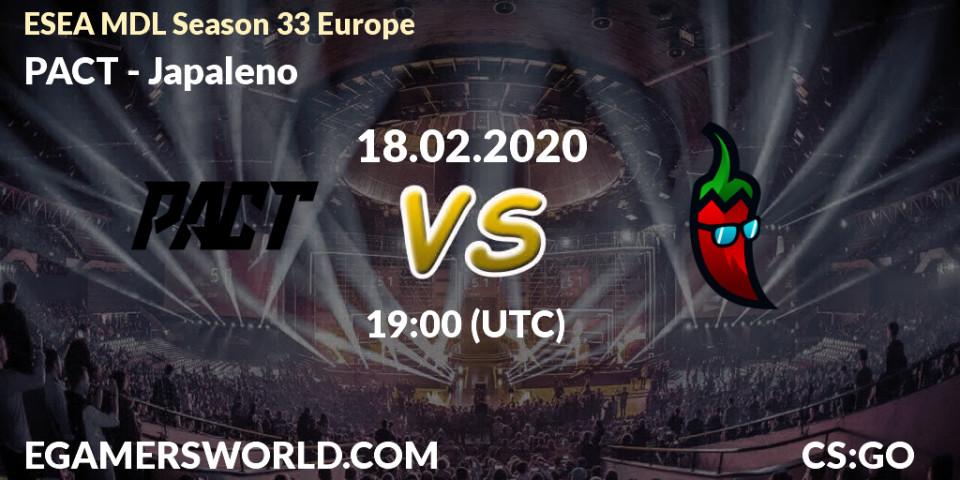 PACT vs Japaleno: Betting TIp, Match Prediction. 04.03.20. CS2 (CS:GO), ESEA MDL Season 33 Europe