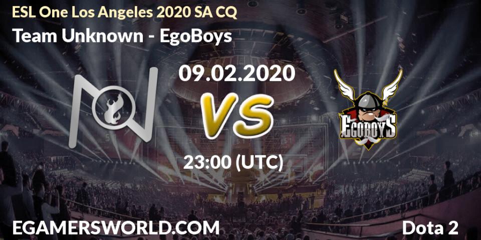 Team Unknown vs EgoBoys: Betting TIp, Match Prediction. 10.02.20. Dota 2, ESL One Los Angeles 2020 SA CQ