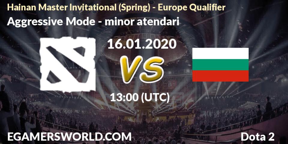 Aggressive Mode vs minor atendari: Betting TIp, Match Prediction. 16.01.20. Dota 2, Hainan Master Invitational (Spring) - Europe Qualifier