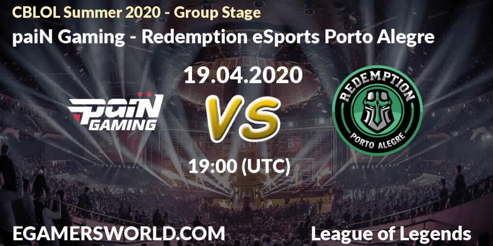 paiN Gaming vs Redemption eSports Porto Alegre: Betting TIp, Match Prediction. 19.04.20. LoL, CBLOL Summer 2020 - Group Stage