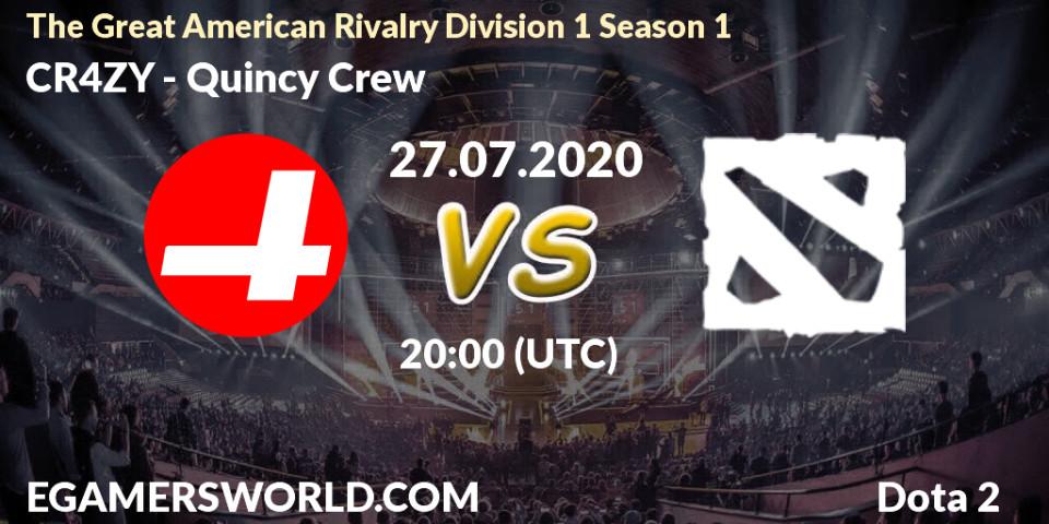 CR4ZY vs Quincy Crew: Betting TIp, Match Prediction. 23.07.2020 at 21:35. Dota 2, The Great American Rivalry Division 1 Season 1