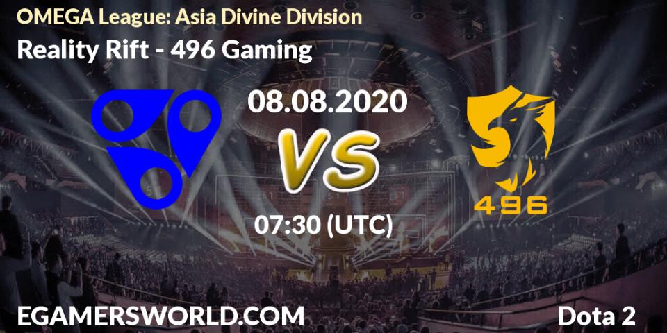 Reality Rift vs 496 Gaming: Betting TIp, Match Prediction. 08.08.20. Dota 2, OMEGA League: Asia Divine Division