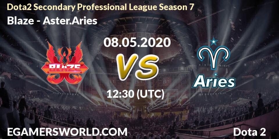 Blaze vs Aster.Aries: Betting TIp, Match Prediction. 08.05.2020 at 12:37. Dota 2, Dota2 Secondary Professional League 2020