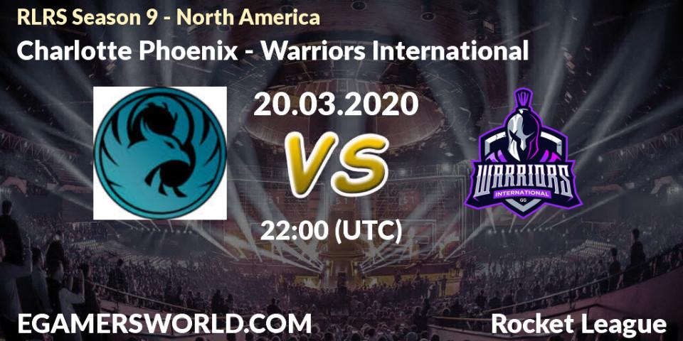 Charlotte Phoenix vs Warriors International: Betting TIp, Match Prediction. 20.03.2020 at 23:00. Rocket League, RLRS Season 9 - North America