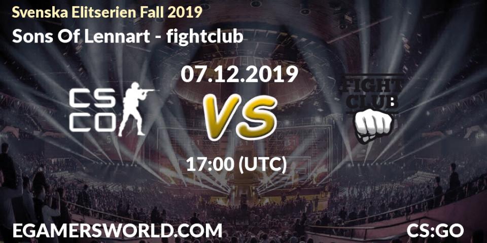 Sons Of Lennart vs fightclub: Betting TIp, Match Prediction. 07.12.19. CS2 (CS:GO), Svenska Elitserien Fall 2019