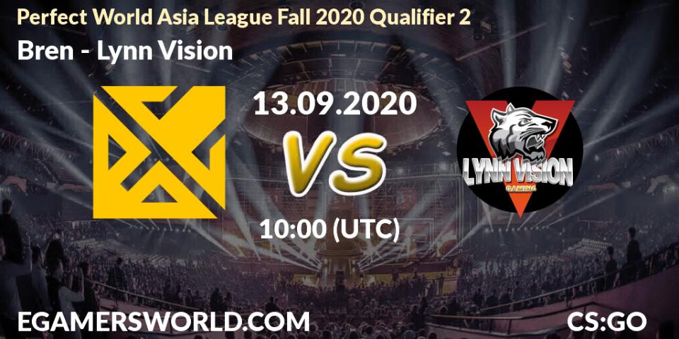 Bren vs Lynn Vision: Betting TIp, Match Prediction. 13.09.2020 at 10:00. Counter-Strike (CS2), Perfect World Asia League Fall 2020 Qualifier 2