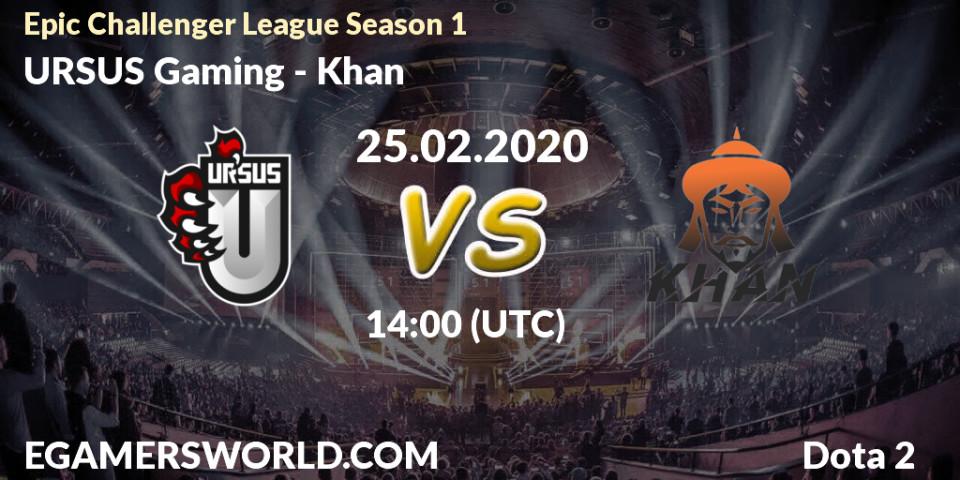URSUS Gaming vs Khan: Betting TIp, Match Prediction. 25.02.20. Dota 2, Epic Challenger League Season 1