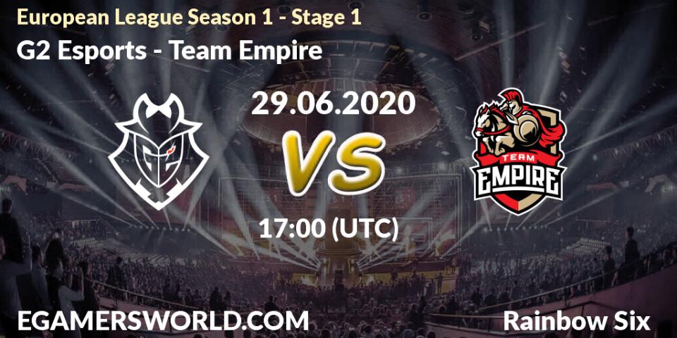 G2 Esports vs Team Empire: Betting TIp, Match Prediction. 29.06.20. Rainbow Six, European League Season 1 - Stage 1