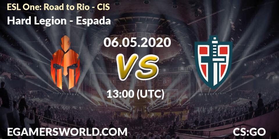 Hard Legion vs Espada: Betting TIp, Match Prediction. 06.05.2020 at 13:00. Counter-Strike (CS2), ESL One: Road to Rio - CIS