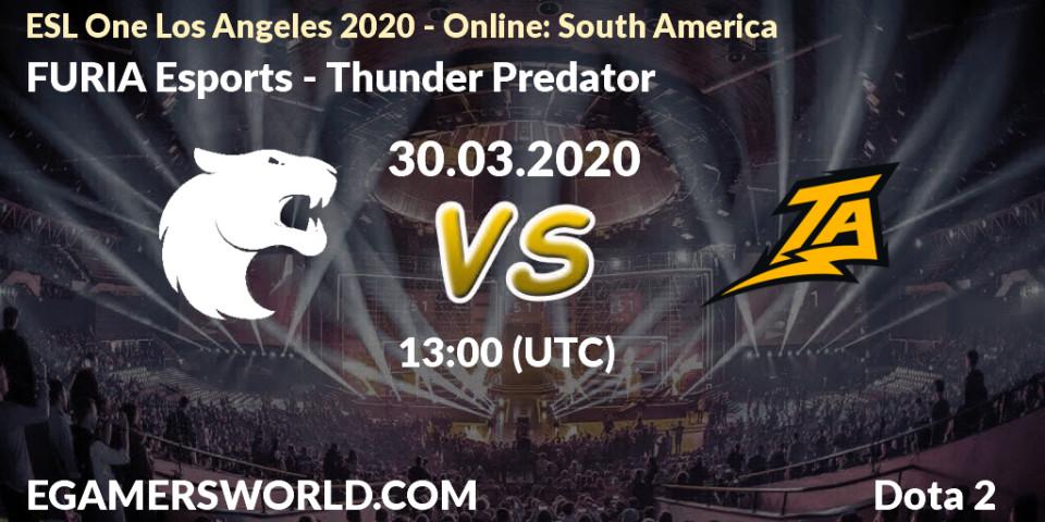FURIA Esports vs Thunder Predator: Betting TIp, Match Prediction. 30.03.20. Dota 2, ESL One Los Angeles 2020 - Online: South America