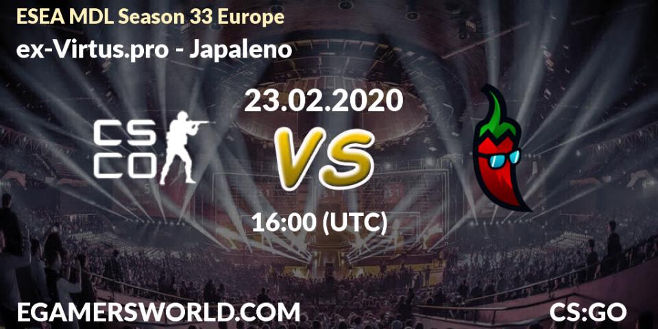 ex-Virtus.pro vs Japaleno: Betting TIp, Match Prediction. 23.02.20. CS2 (CS:GO), ESEA MDL Season 33 Europe