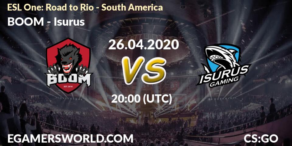 BOOM vs Isurus: Betting TIp, Match Prediction. 26.04.2020 at 20:00. Counter-Strike (CS2), ESL One: Road to Rio - South America