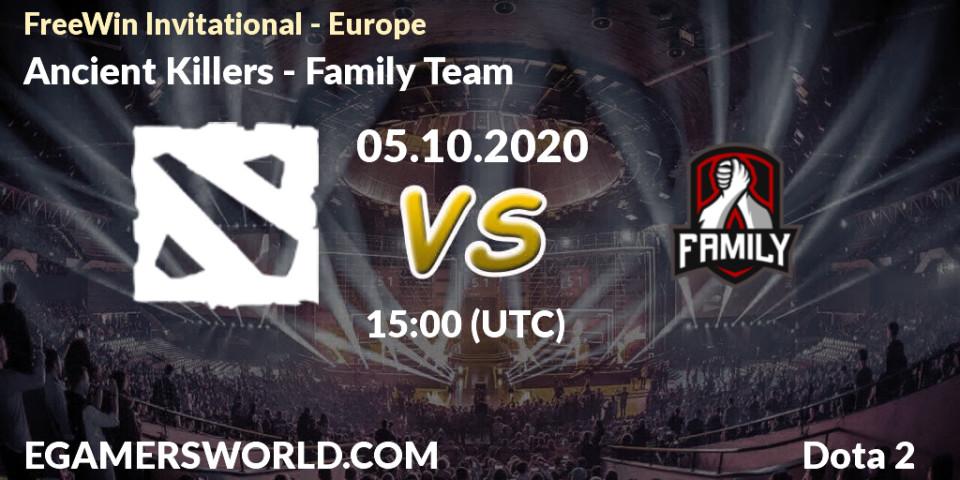 Ancient Killers vs Family Team: Betting TIp, Match Prediction. 05.10.2020 at 15:04. Dota 2, FreeWin Invitational - Europe