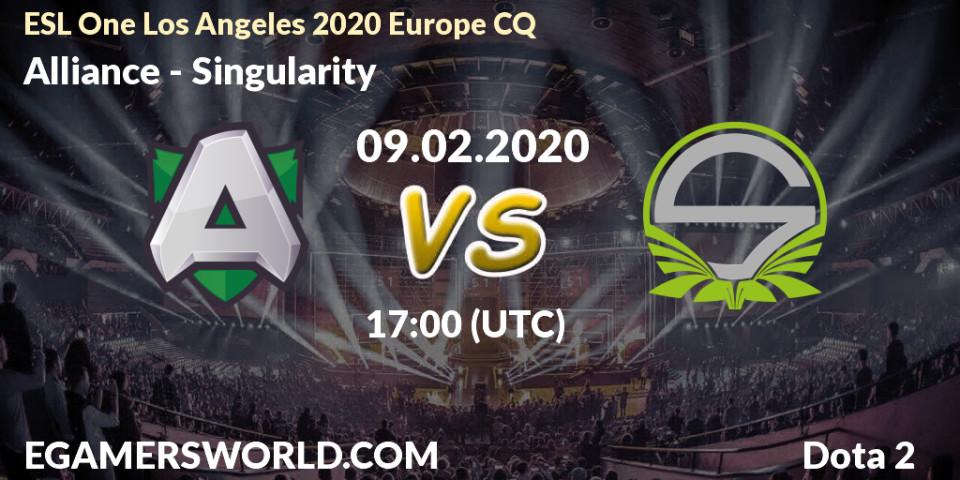Alliance vs Singularity: Betting TIp, Match Prediction. 09.02.20. Dota 2, ESL One Los Angeles 2020 Europe CQ