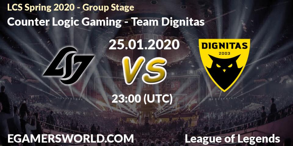 Counter Logic Gaming vs Team Dignitas: Betting TIp, Match Prediction. 25.01.20. LoL, LCS Spring 2020 - Group Stage