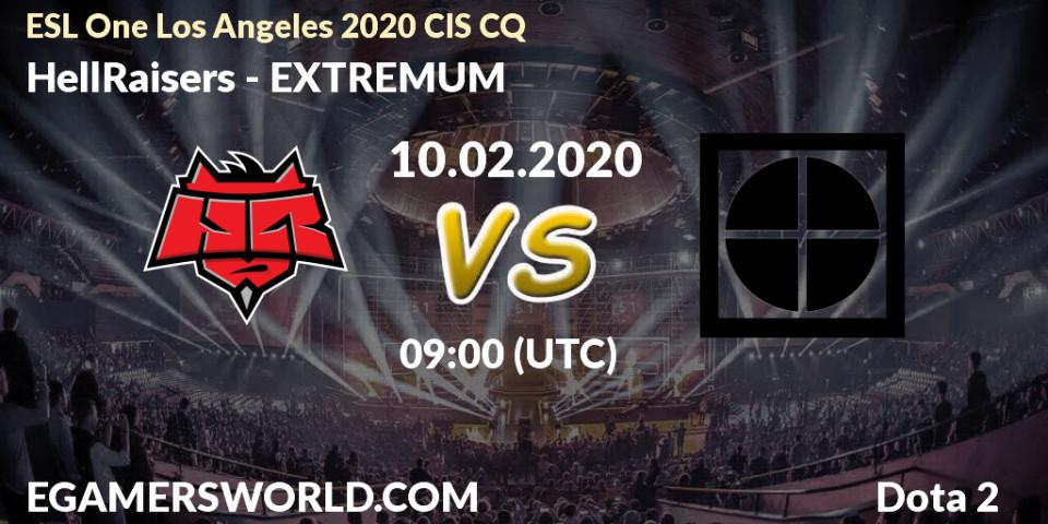 HellRaisers vs EXTREMUM: Betting TIp, Match Prediction. 10.02.2020 at 09:08. Dota 2, ESL One Los Angeles 2020 CIS CQ