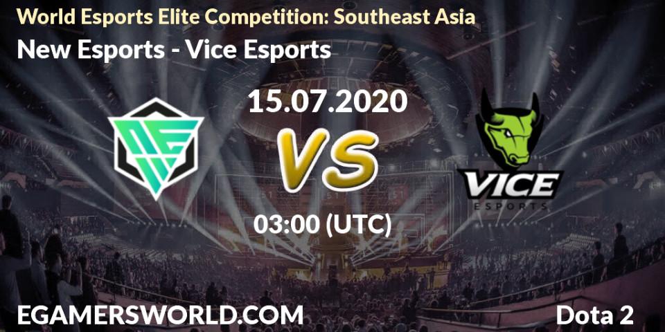 New Esports vs Vice Esports: Betting TIp, Match Prediction. 15.07.2020 at 03:15. Dota 2, World Esports Elite Competition: Southeast Asia