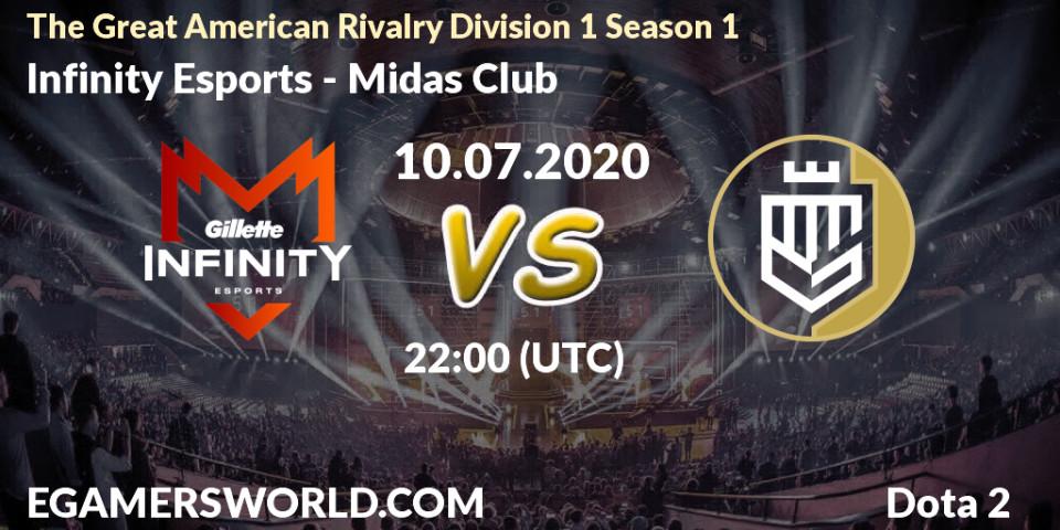 Infinity Esports vs Midas Club: Betting TIp, Match Prediction. 10.07.2020 at 18:13. Dota 2, The Great American Rivalry Division 1 Season 1