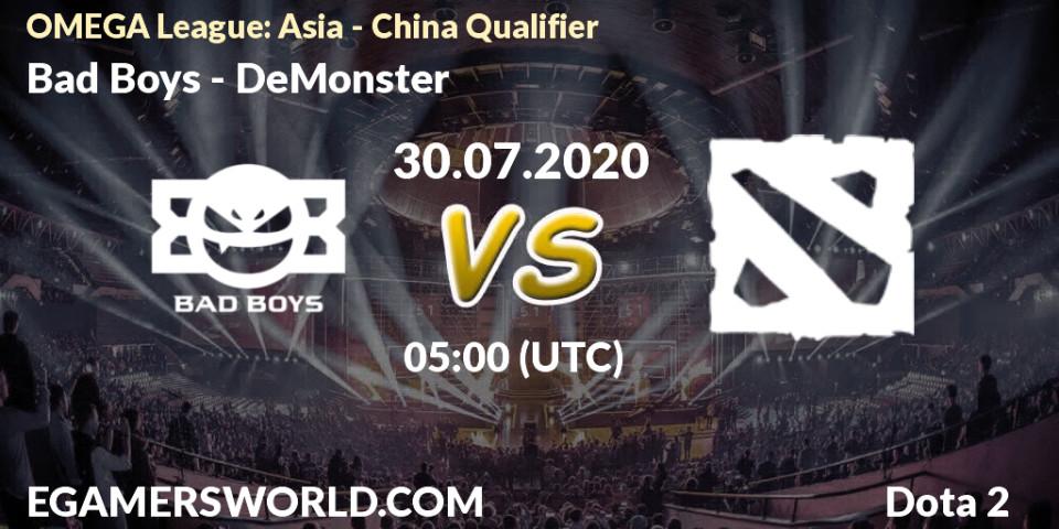 Bad Boys vs DeMonster: Betting TIp, Match Prediction. 30.07.20. Dota 2, OMEGA League: Asia - China Qualifier