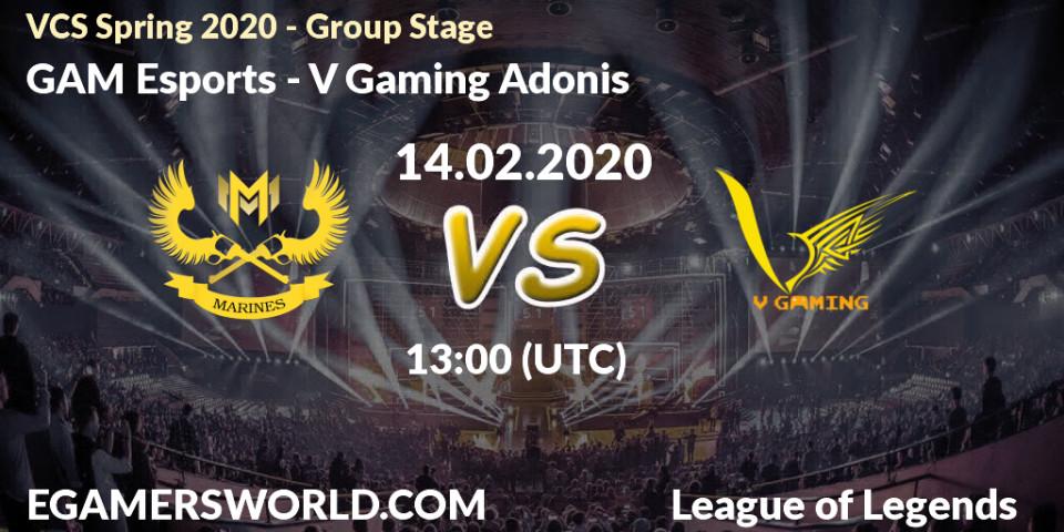 GAM Esports vs V Gaming Adonis: Betting TIp, Match Prediction. 14.02.20. LoL, VCS Spring 2020 - Group Stage