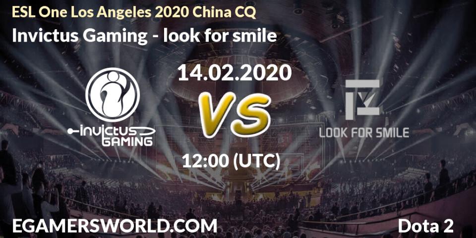 Invictus Gaming vs look for smile: Betting TIp, Match Prediction. 15.02.2020 at 12:14. Dota 2, ESL One Los Angeles 2020 China CQ