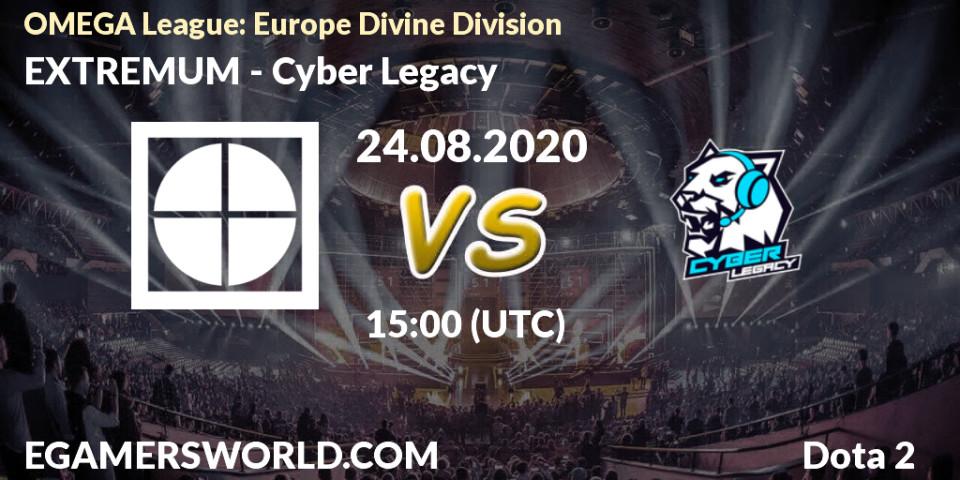 EXTREMUM vs Cyber Legacy: Betting TIp, Match Prediction. 24.08.2020 at 14:45. Dota 2, OMEGA League: Europe Divine Division