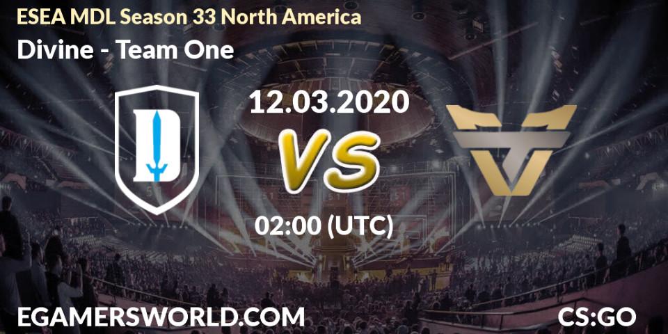 Divine vs Team One: Betting TIp, Match Prediction. 12.03.20. CS2 (CS:GO), ESEA MDL Season 33 North America