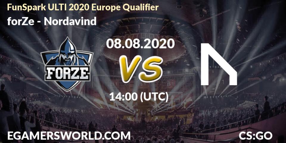 forZe vs Nordavind: Betting TIp, Match Prediction. 08.08.20. CS2 (CS:GO), FunSpark ULTI 2020 Europe Qualifier