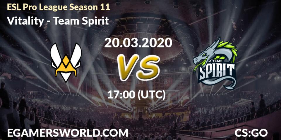 Vitality vs Team Spirit: Betting TIp, Match Prediction. 20.03.2020 at 17:00. Counter-Strike (CS2), ESL Pro League Season 11: Europe