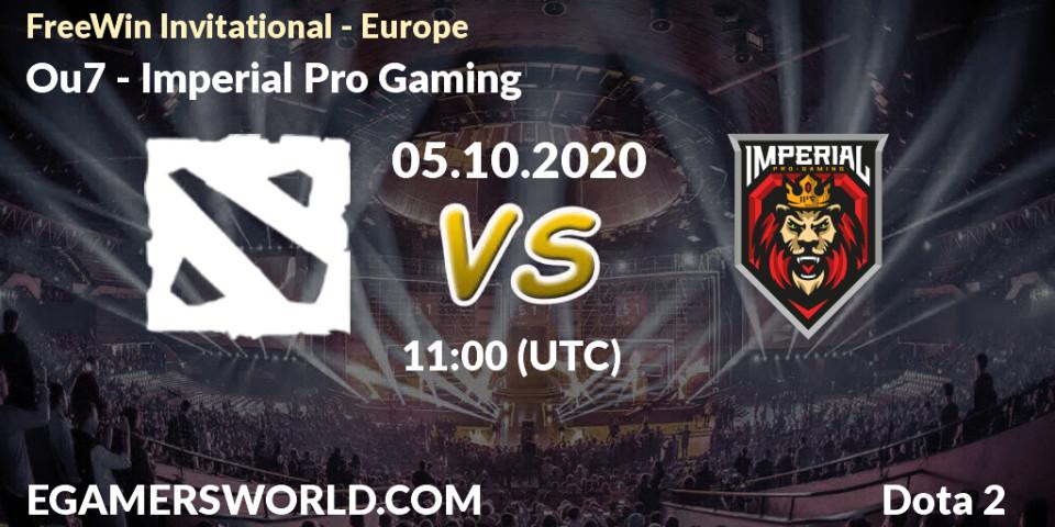 Ou7 vs Imperial Pro Gaming: Betting TIp, Match Prediction. 05.10.2020 at 11:15. Dota 2, FreeWin Invitational - Europe