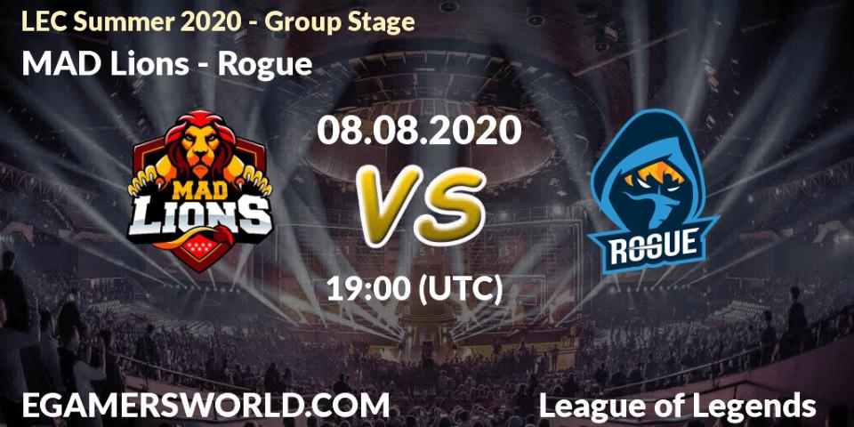 MAD Lions vs Rogue: Betting TIp, Match Prediction. 08.08.2020 at 19:00. LoL, LEC Summer 2020 - Group Stage