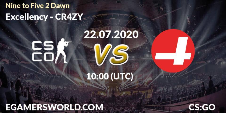 Excellency vs CR4ZY: Betting TIp, Match Prediction. 22.07.2020 at 10:05. Counter-Strike (CS2), Nine to Five 2 Dawn