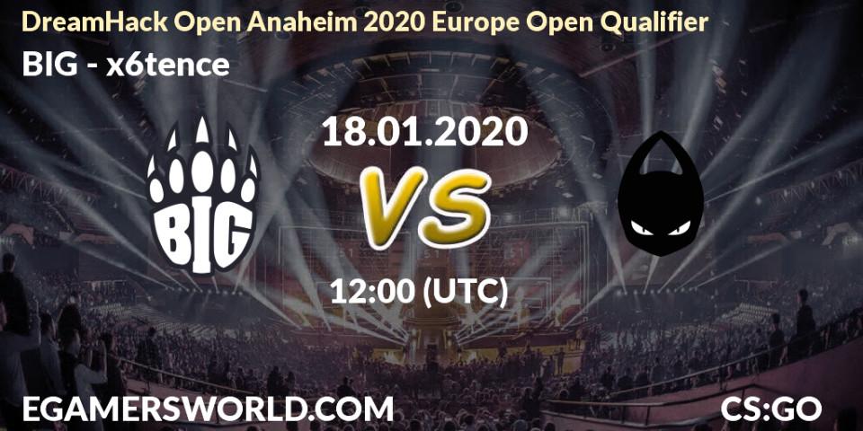 BIG vs x6tence: Betting TIp, Match Prediction. 18.01.20. CS2 (CS:GO), DreamHack Open Anaheim 2020 Europe Open Qualifier