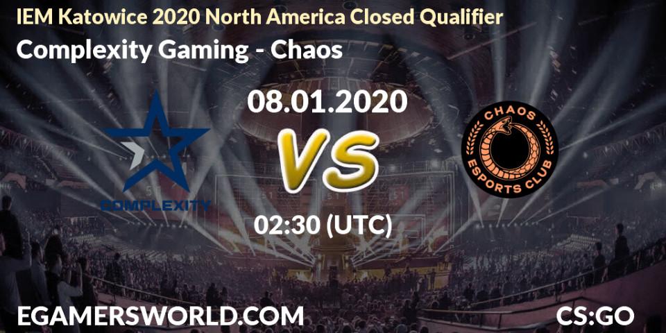 Complexity Gaming vs Chaos: Betting TIp, Match Prediction. 08.01.20. CS2 (CS:GO), IEM Katowice 2020 North America Closed Qualifier