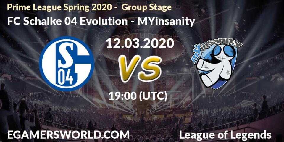 FC Schalke 04 Evolution vs MYinsanity: Betting TIp, Match Prediction. 12.03.20. LoL, Prime League Spring 2020 - Group Stage