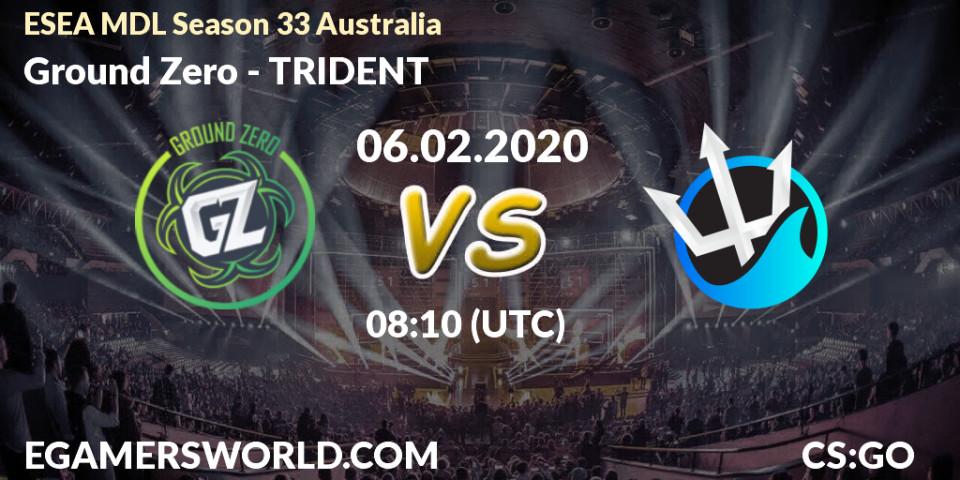 Ground Zero vs TRIDENT: Betting TIp, Match Prediction. 06.02.20. CS2 (CS:GO), ESEA MDL Season 33 Australia
