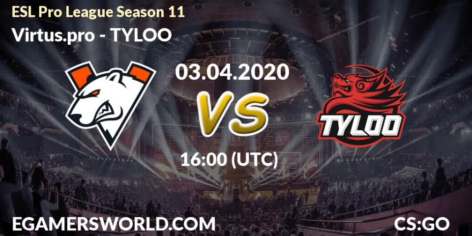 Virtus.pro vs TYLOO: Betting TIp, Match Prediction. 03.04.20. CS2 (CS:GO), ESL Pro League Season 11: Europe