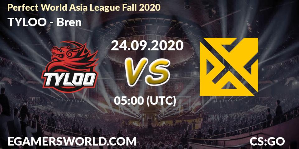 TYLOO vs Bren: Betting TIp, Match Prediction. 24.09.20. CS2 (CS:GO), Perfect World Asia League Fall 2020