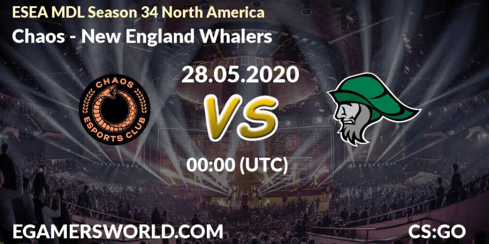 Chaos vs New England Whalers: Betting TIp, Match Prediction. 28.05.2020 at 00:00. Counter-Strike (CS2), ESEA MDL Season 34 North America