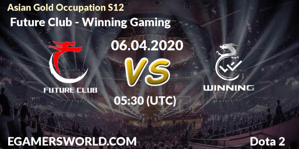  Future Club vs Winning Gaming: Betting TIp, Match Prediction. 07.04.2020 at 05:05. Dota 2, Asian Gold Occupation S12
