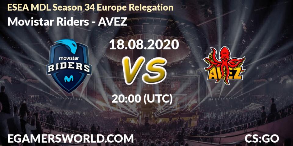 Movistar Riders vs AVEZ: Betting TIp, Match Prediction. 18.08.2020 at 19:00. Counter-Strike (CS2), ESEA MDL Season 34 Europe Relegation