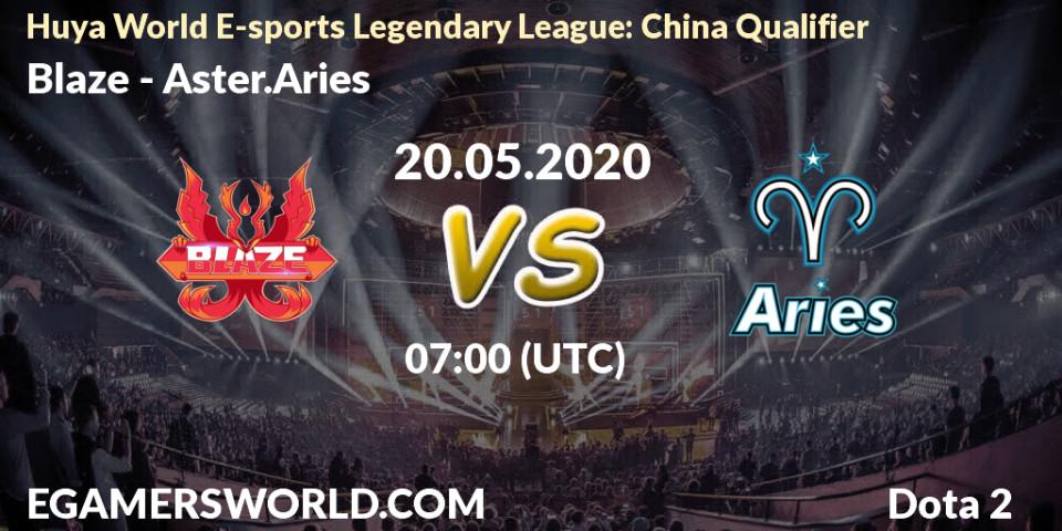 Blaze vs Aster.Aries: Betting TIp, Match Prediction. 19.05.20. Dota 2, Huya World E-sports Legendary League: China Qualifier