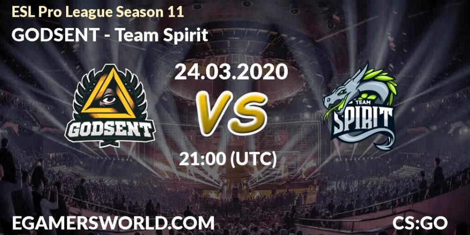 GODSENT vs Team Spirit: Betting TIp, Match Prediction. 24.03.20. CS2 (CS:GO), ESL Pro League Season 11: Europe