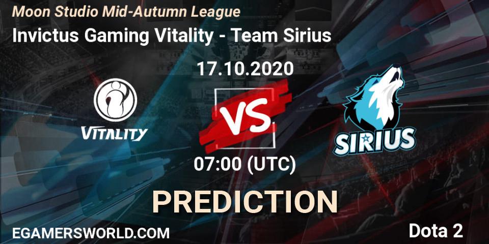 Invictus Gaming Vitality vs Team Sirius: Betting TIp, Match Prediction. 17.10.20. Dota 2, Moon Studio Mid-Autumn League