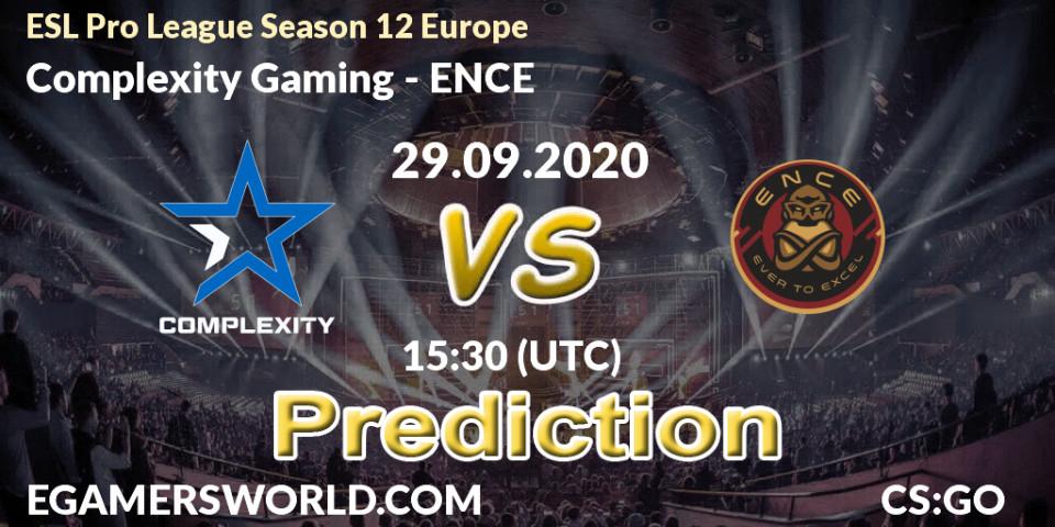 Complexity Gaming vs ENCE: Betting TIp, Match Prediction. 29.09.2020 at 19:20. Counter-Strike (CS2), ESL Pro League Season 12 Europe