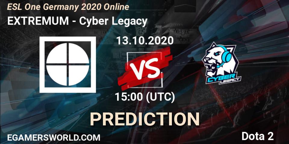 EXTREMUM vs Cyber Legacy: Betting TIp, Match Prediction. 13.10.20. Dota 2, ESL One Germany 2020 Online